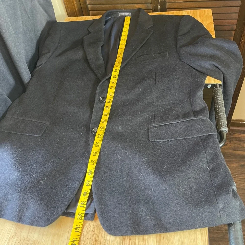 Nautica Mens Navy Blue Two Button Blazer Jacket 46R Regular‎ Fit Classic Career
